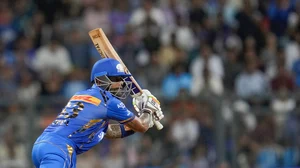 AP Photo/Rajanish Kakade : Mumbai Indians' Suryakumar Yadav plays a shot during the Indian Premier League cricket match between Mumbai Indians and Sunrisers Hyderabad in Mumbai.