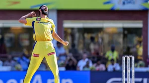 X/@ChennaiIPL : Simarjeet Singh celebrates after taking a wicket
