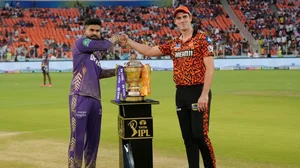 BCCI  : Captains of Kolkata Knight Riders and SunRisers Hyderabad, Shreyas Iyer (First from left) and Pat Cummins ahead of the qualifier 1 match of the 2024 Indian Premier League season. 