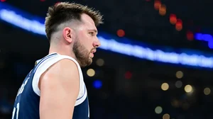 Dallas Mavericks' Luka Doncic looks on during Game 1 against Oklahoma City Thunder at Paycom Center.