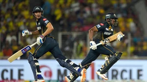 AP Photo/Ajit Solanki : Gujarat Titans' Sai Sudharsan and captain Shubman Gill run between the wickets during the Indian Premier League cricket match between Gujarat Titans and Chennai Super Kings in Ahmedabad.