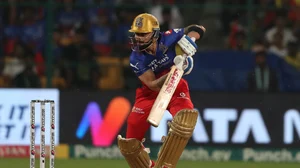 AP Photo/Kashif Masood : Royal Challengers Bengaluru's Virat Kohli plays a shot during the Indian Premier League cricket match between Royal Challengers Bengaluru and Chennai Super Kings in Bengaluru.