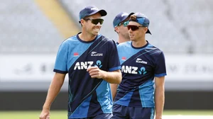 Photo: X/ @BLACKCAPS : New Zealand national cricket team players during the practice session.