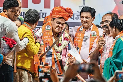 Photo: Getty Images : Master Strategist: Chief Minister Himanta Biswa Sarma during a public meeting in support of BJP candidate Harsh Malhotra in Delhi on May 14, 2024