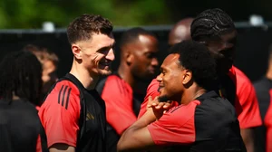 Photo: X/ @BelRedDevils : Belgium national football team players during the practice session ahead of the match against Ukraine in UEAF Euro 2024.