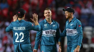 X/@ICC : Lockie Ferguson stole the show, taking record-breaking figures of 4-0-3.