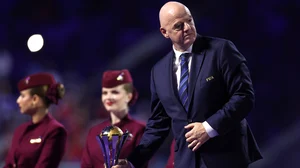 Gianni Infantino with the Club World Cup trophy.