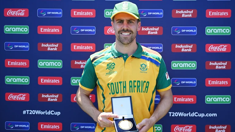 South Africa's player of the match, Anrich Nortje. - null