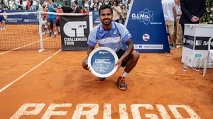 Photo: X/ @nagalsumit : Sumit Nagal posing for a photo after finishing as runner-up of Perugia ATP Challenger on Sunday.
