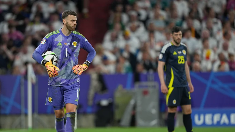 Angus Gunn was beaten five times by Germany in Scotland's opening Euro 2024 humbling - null
