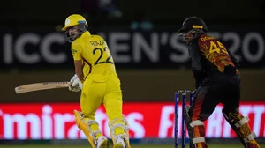 Photo: AP/Ramon Espinosa : Riazat Ali Shah bats during Uganda's chase of Papua New Guinea's 78-run target in match 9 of ICC T20 World Cup 2024 in Guyana on Thursday (June 6).