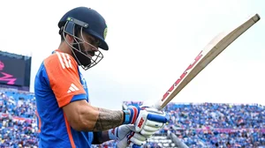 ICC : Virat Kohli in action at the 2024 ICC T20 World Cup match. 