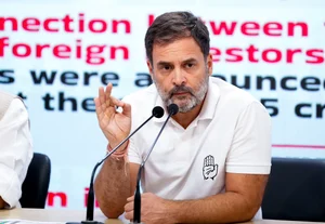PTI : Congress leader Rahul Gandhi during the press conference in Delhi on June 6. 
