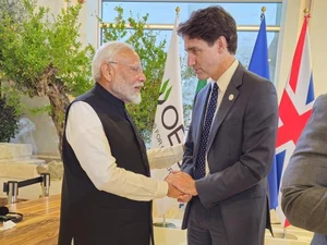 X/@narendramodi
 : PM Modi with Canada PM Justin Trudeau at G7 Summit in Italy