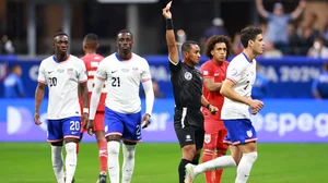 Timothy Weah was sent off just 18 minutes into the match.