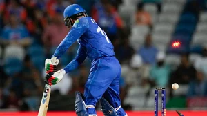 AP/Ricardo Mazalan : Afghanistan's captain Rashid Khan is clean bowled by South Africa's Anrich Nortje during the ICC T20 World Cup 2024 semi-final 1 at the Brian Lara Cricket Academy in Tarouba, Trinidad on Thursday, June 27.