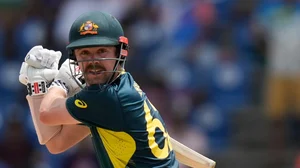 (AP Photo/Ramon Espinosa)
 : Australia's Travis Head plays a shot against India during an ICC Men's T20 World Cup cricket match at Darren Sammy National Cricket Stadium in Gros Islet, Saint Lucia, Monday, June 24, 2024. 
