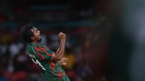 Tanzim Hasan Sakib had four wickets as Bangladesh advanced with a nervy win.