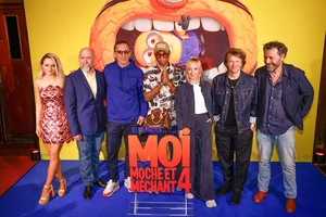 | Photo: Vianney Le Caer/Invision/AP : Joey King, Chris Renaud, Gad Elmaleh, Pharrell Williams, Audrey Lamy, Alex Lutz and Patrick Delage