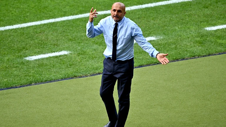 Luciano Spalletti cut a frustrated figure throughout Italy's loss. - null