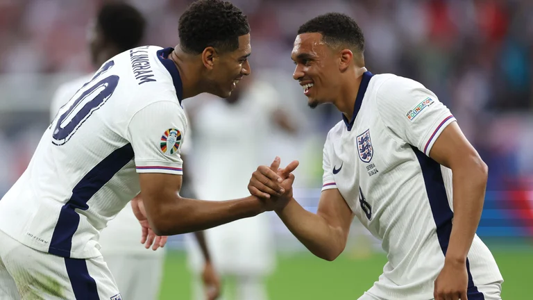 Jude Bellingham and Trent Alexander-Arnold - null
