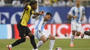 AP : Lionel Messi helped Argentina score a win over Ecuador. 