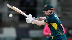 Photo: AP/Lynne Sladky : David Warner bats during the Australia vs Bangladesh, ICC T20 World Cup 2024 match in Antigua.