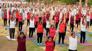 AP/Ajit Solanki : People practising yoga to mark International Yoga Day 2024 in Gandhinagar on Friday, June 21.