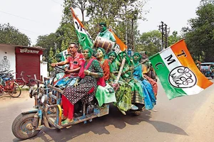 Photo: PTI : The People’s Verdict: Trinamool Congress supporters celebrating the party’s win at Birbhum district