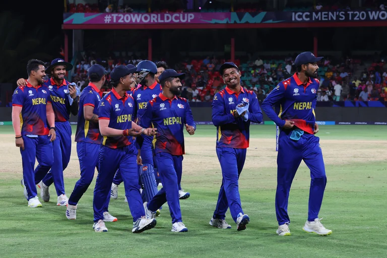 Nepal cricket team leaving the ground after their 1-run loss to South Africa in match 31 of the 2024 ICC T20 World Cup on June 15, Saturday.  - X | Nepal Cricket 