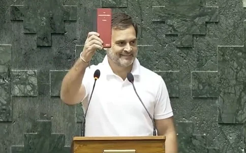 Rahul Gandhi was carrying a copy of the Indian Constitution during is oath in Lok Sabha on Tuesday - null