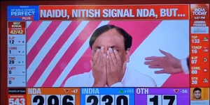 Screengrab from original video on India Today : Axis My India head Pradeep Gupta breaks down on live TV on June 4 after exit poll predictions go wrong 