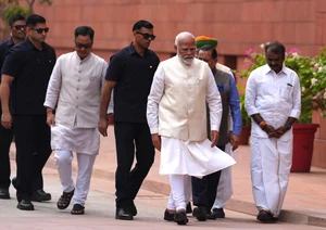 Outlook/Tribhuvan Tiwari : Prime Minister Narendra Modi at Parliament complex on Monday, June 24