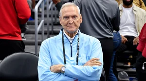 Basketball Hall of Famer Jerry West attends a Los Angeles Clippers game on April 20, 2023.
