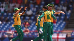 X/ @ICC : South Africa celebrate seven run victory against defending champions England.