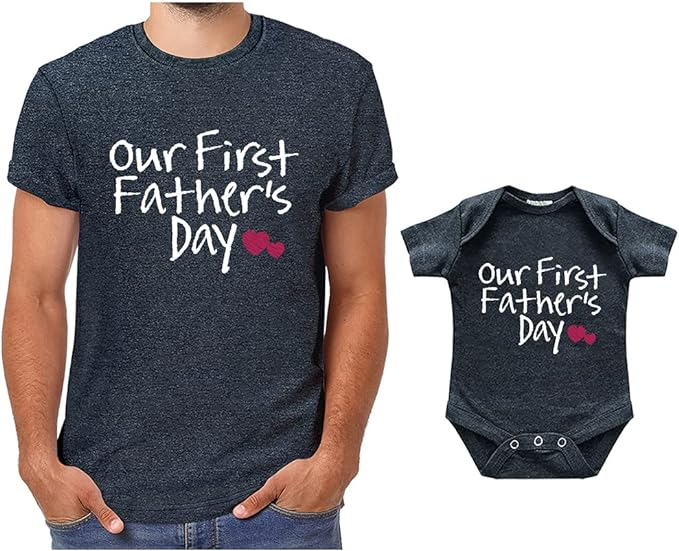 Matching father and daughter shirts with our first fathers day quote