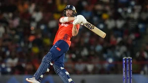 AP Photo/Ramon Espinosa : England's Phil Salt bats during the men's T20 World Cup cricket match between England and the West Indies at Darren Sammy National Cricket Stadium, Gros Islet, St Lucia.