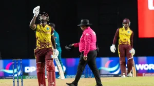 Photo: X/ @windiescricket : Sherfane Rutherford after playing a match-winning knock against New Zealand in ICC T20 World Cup 2024.