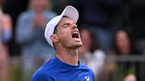 Andy Murray celebrates Tuesday's victory at Queen's