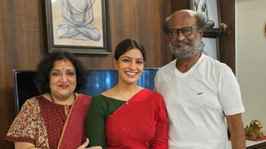 X : Varalaxmi Sarathkumar with Rajinikanth and Latha Srinivasan