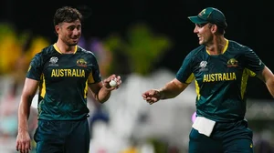 AP/Ricardo Mazalan : Marcus Stoinis (left) produced an all-round show in the Australia vs Oman, T20 World Cup 2024 match in Barbados on Thursday (June 6).