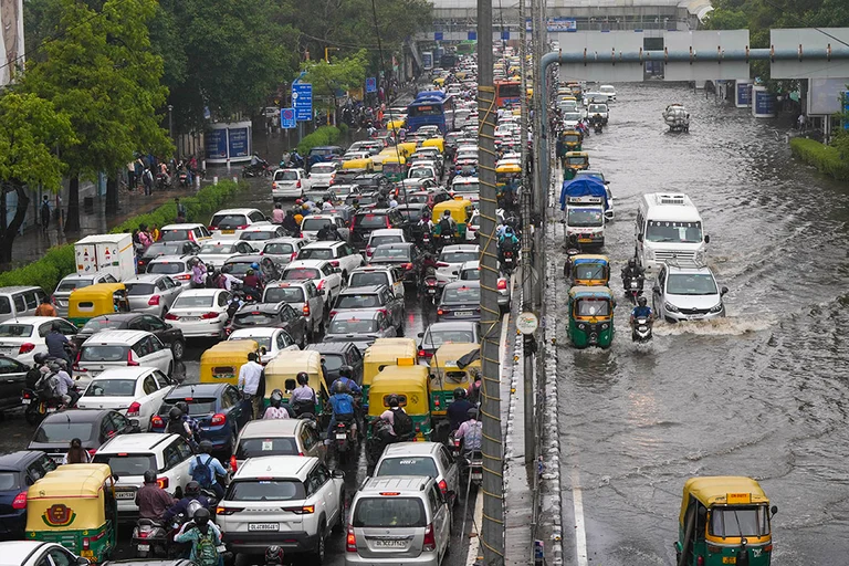 Traffic jam at ITO due to waterlogging after heavy rain on Friday, June 28 - PTI