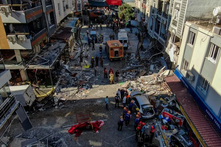 Emergency team members during the aftermath of an explosion in a restaurant in Izmir | - AP