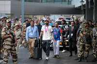 Photo: AP : T20 World Champions Ind team arrives in Delhi