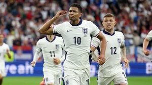 X/BellinghamJude : Jude Bellingham celebrates his goal against Slovakia at the UEFA Euro 2024.