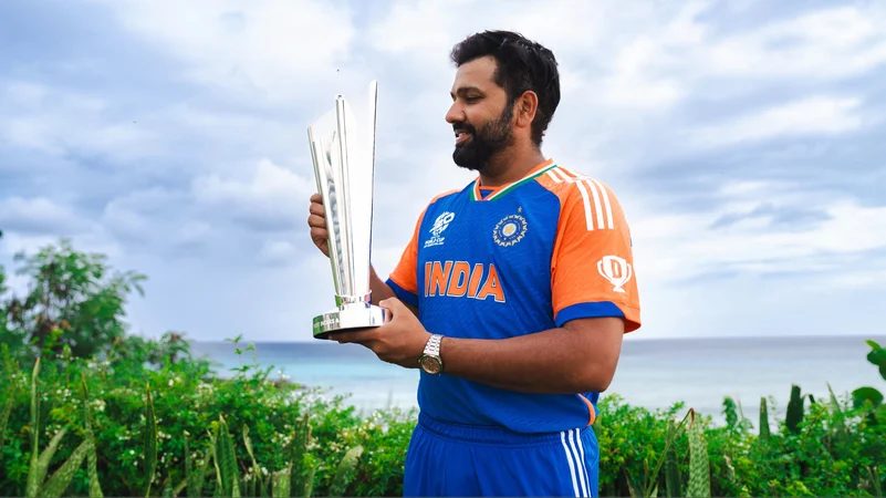 Rohit sharma looking at ICC Trophy pic 3 X @BCCI
