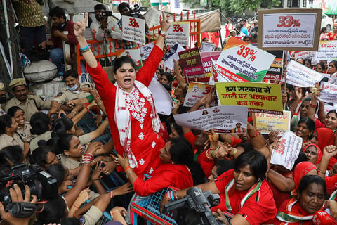 Telangana Mahila Congress protest