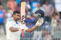 | Photo: AP/Mahesh Kumar A. : IND Vs BAN, 1st Test Day 1: Ravichandran Ashwin celebrates scoring century