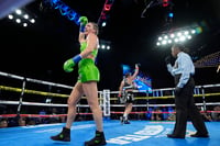 | Photo: AP/Frank Franklin II : Sandy Ryan vs Mikaela Mayer Boxing: Mikaela Mayer, left, gestures after a women's WBO welterweight title boxing bout