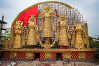 | Photo: PTI/Swapan Mahapatra : Preps for Durga Puja festival in WB